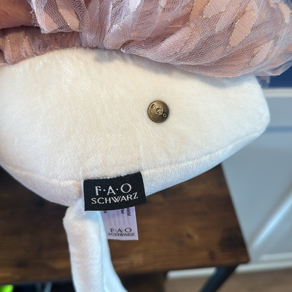 FAO Schwarz Toy Plush Petit Bon Swan 12” Plush Toy Rose Pink TuTu Shiny Crown - Picture 6 of 8